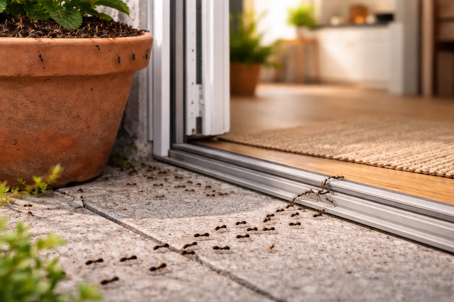 die gefahr des Übergangs von topf in die Wohnung -ameisennest im blumentopf