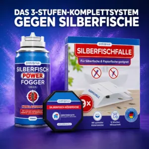 Patronus Silberfische Komplettpaket mit Power Fogger, Köderdose und Silberfischfalle