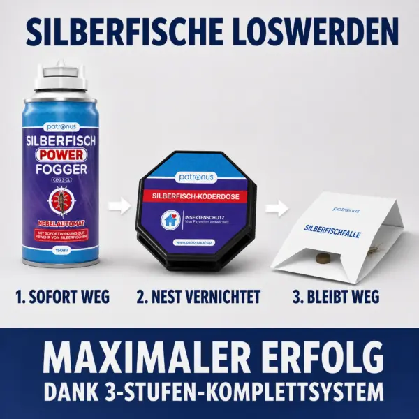 Silberfische Komplettpaket beseitigt Silberfische in drei Stufen