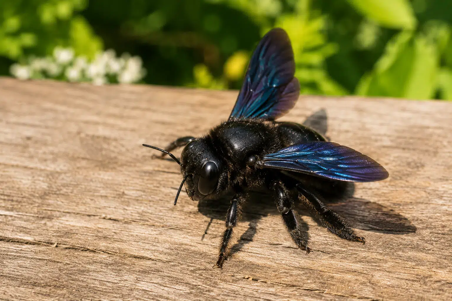 blaue-holzbiene-schwarze-wespe