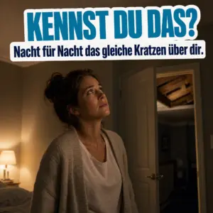 Frau liegt nachts wach und hört Kratzgeräusche vom Dachboden – Anzeichen für Marder im Haus
