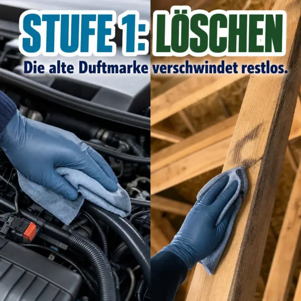 Alte Marder-Duftmarke wird im Motorraum und auf dem Dachboden gründlich entfernt