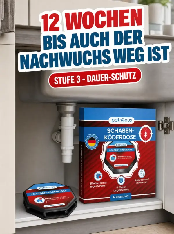 Schwarze Schaben-Köderdose diskret in der Küchenecke für langanhaltenden Schutz
