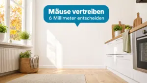 Mäuse vertreiben: helle Küchenecke mit Sockelleiste im Herbst