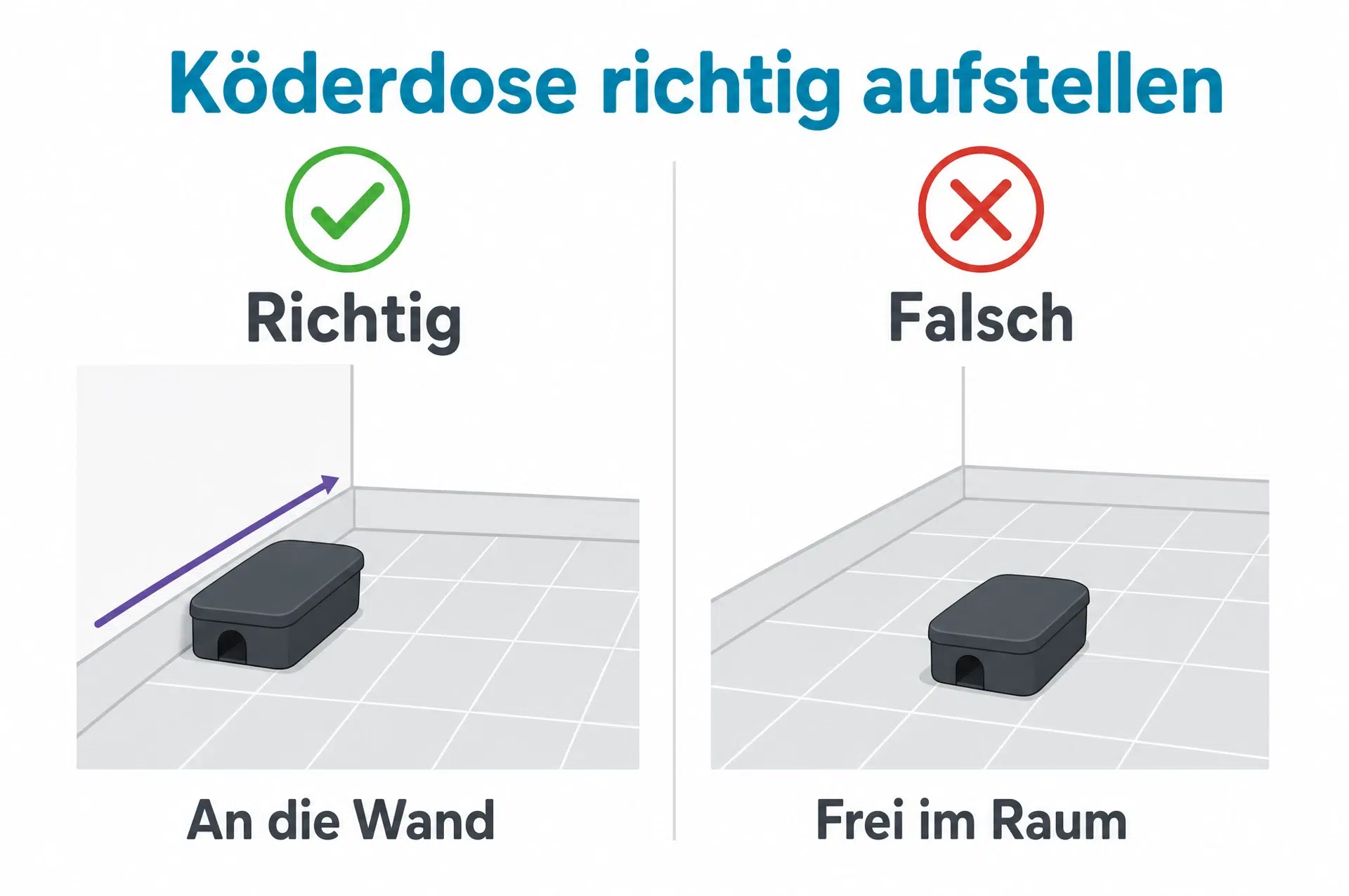Silberfisch Köderdose richtig aufstellen: an die Wand statt frei in den Raum