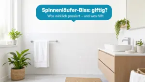 Spinnenläufer-Biss: giftig? Helles Badezimmer, wo ein Spinnenläufer-Biss typischerweise passiert