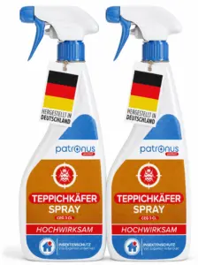 Patronus Teppichkäfer Spray Doppelpack mit zwei Sprühflaschen à 500 ml gegen Teppichkäfer