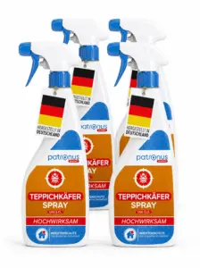 Patronus Teppichkäfer Spray Vorteilpack mit vier Sprühflaschen à 500 ml gegen Teppichkäfer und Larven