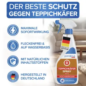 Teppichkäfer Spray mit Sofortwirkung, fleckenfrei, auf Wasserbasis und mit natürlichen Inhaltsstoffen