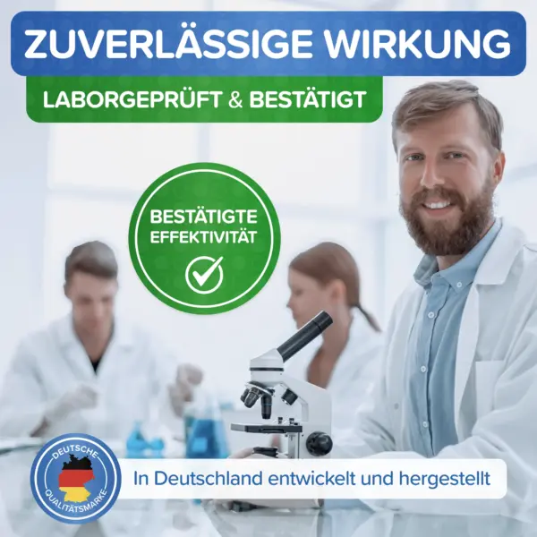 Laborszene: Das Patronus Maden Spray ist laborgeprüft und wird in Deutschland entwickelt und hergestellt