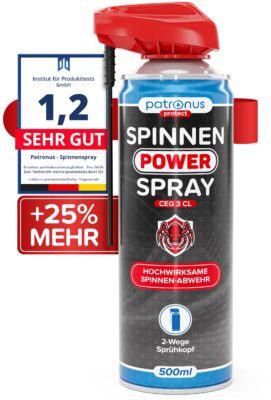 Patronus Spinnen Power Spray CEG 3 CL, 500 ml Aerosoldose mit 2-Wege-Spruehkopf, 25 Prozent mehr Inhalt