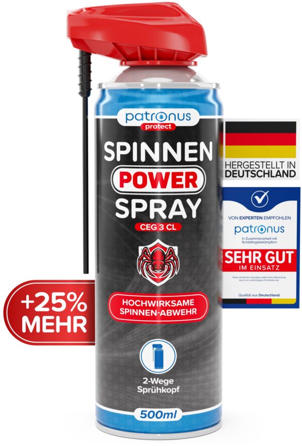 Patronus Spinnen Power Spray 500 ml, hergestellt in Deutschland, von Experten empfohlen, 25 Prozent mehr Inhalt