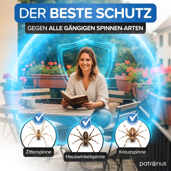 Schutz gegen alle gaengigen Spinnenarten: Zitterspinne, Hauswinkelspinne, Kreuzspinne