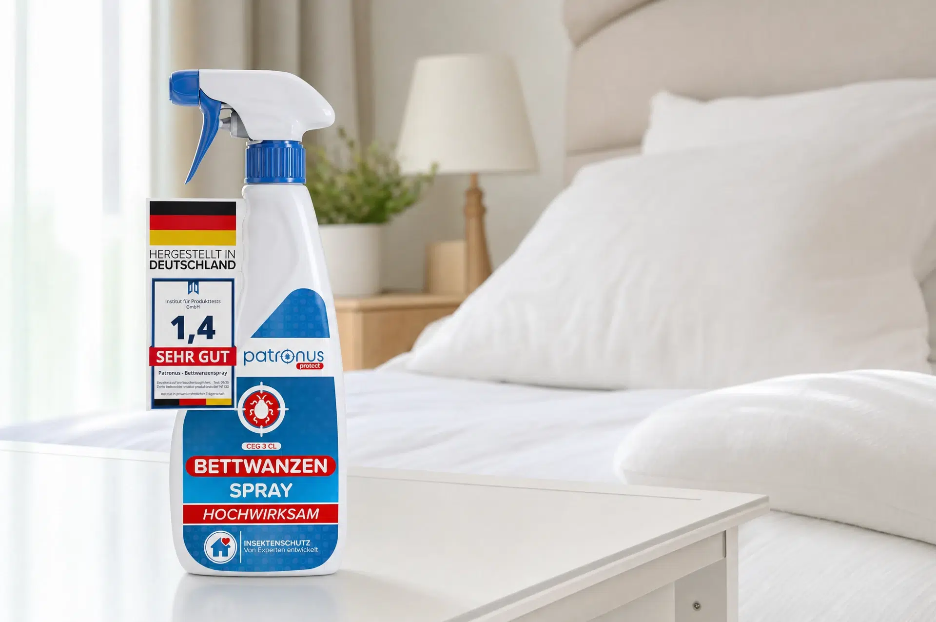 Bettläuse bekämpfen mit dem Patronus Bettwanzen Spray am Bett