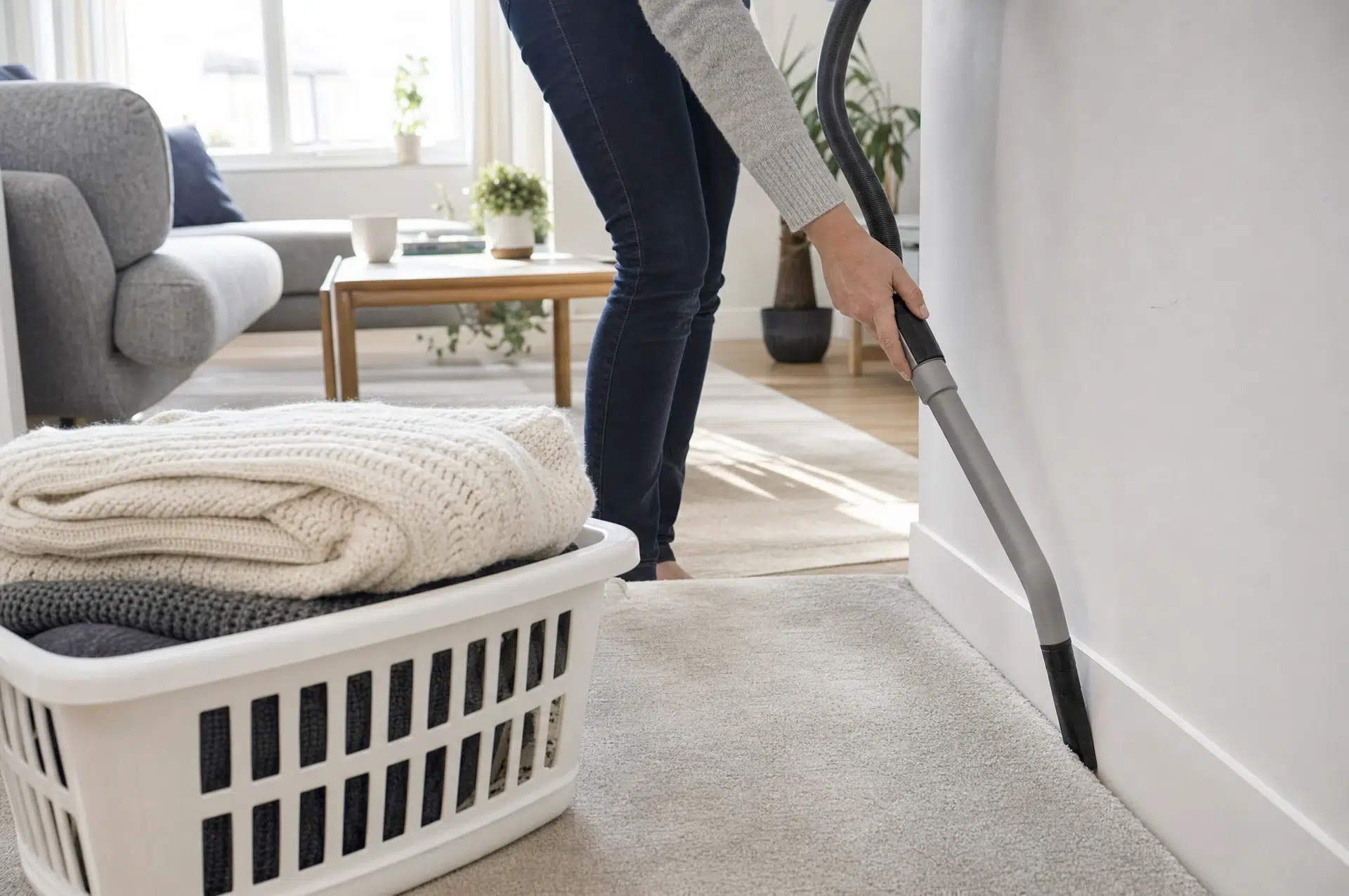 Teppichkäfer bekämpfen: Teppichrand an der Sockelleiste absaugen